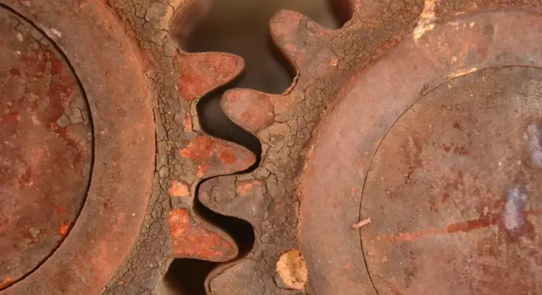 Close-up of rusted gears