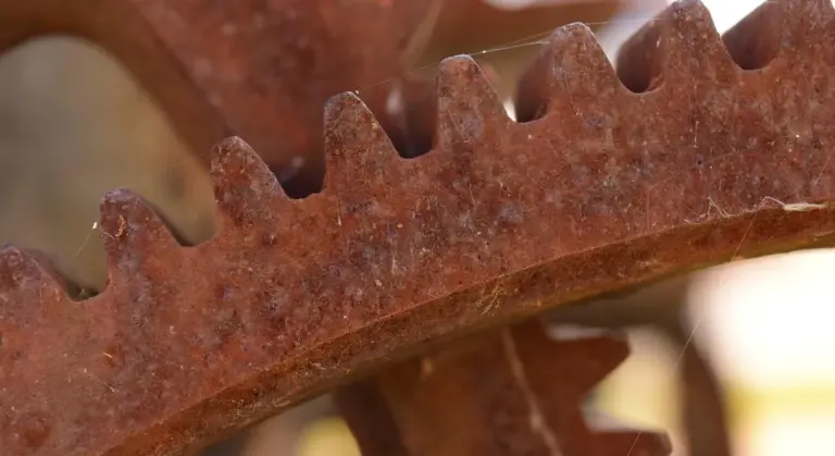 Close-up of rusted cast iron gear
